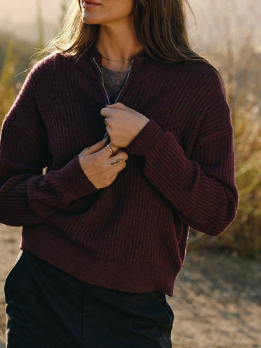 Kieryn Cozy Rib Knit Quarter Zip Sweater Womens Outerwear Sweater Threads 4 Thought