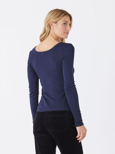 Yvette Feather Rib Square Neck Long Sleeve Top Threads 4 Thought