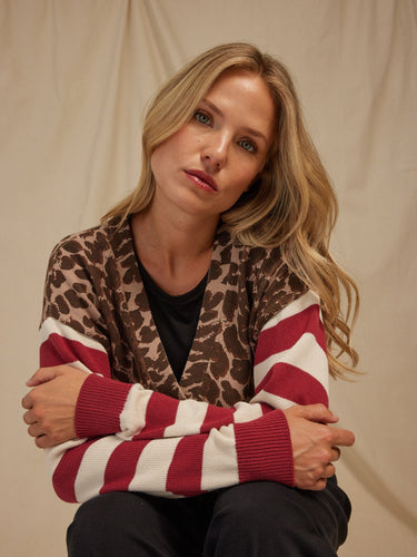 Cicely Print Stripe Mix Sweater Knit Cardigan Womens Outerwear Sweater Threads 4 Thought