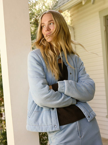 Malia Denim Terry Puffer Jacket Womens Outerwear Jacket Threads 4 Thought