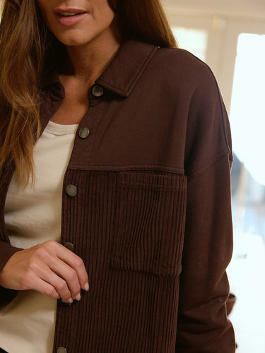 Peggy Terry Corduroy Mix Button-Down Womens Outerwear Jacket Threads 4 Thought