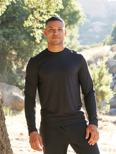 Parker Heather Luxe Jersey Double Rib Long Sleeve Crew Mens Tops Tshirt Long Threads 4 Thought