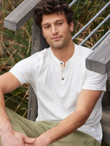 Chester Classic Jersey Contrast Henley Mens Tops Tshirt Short Threads 4 Thought
