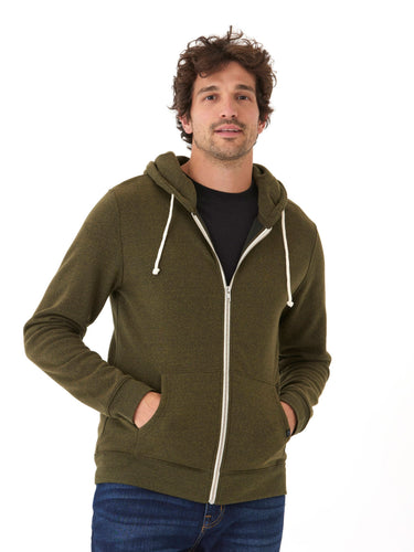 Men's Core Triblend Fleece Zip Hoodie Mens Outerwear Sweatshirt Threads 4 Thought