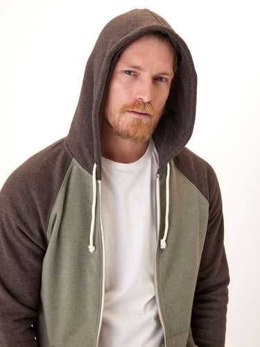 Triblend Raglan Colorblock Zip Fleece Hoodie Mens Outerwear Sweatshirt Threads 4 Thought