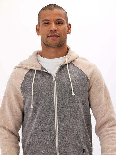 Triblend Raglan Colorblock Zip Fleece Hoodie Mens Outerwear Sweatshirt Threads 4 Thought