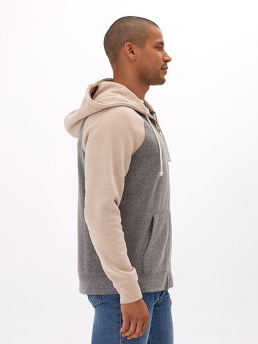 Triblend Raglan Colorblock Zip Fleece Hoodie Mens Outerwear Sweatshirt Threads 4 Thought