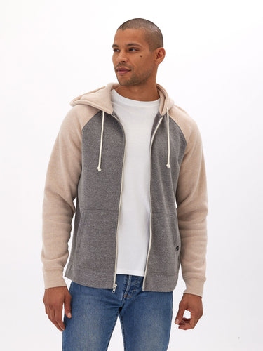 Triblend Raglan Colorblock Zip Fleece Hoodie Mens Outerwear Sweatshirt Threads 4 Thought