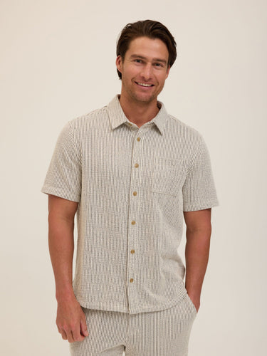 Adam Tonal Stretch Seersucker Button Down Shirt Mens Tops Tshirt Short Threads 4 Thought