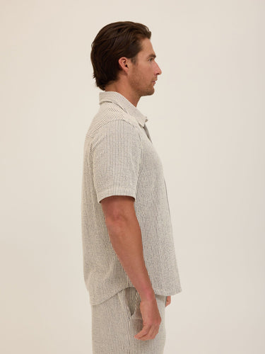 Adam Tonal Stretch Seersucker Button Down Shirt Mens Tops Tshirt Short Threads 4 Thought