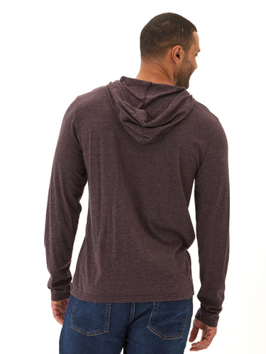 Black Fleck Triblend Henley Hoodie Mens Tops Tshirt Long Henley Threads 4 Thought