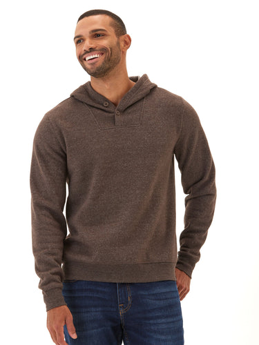 Kieran Triblend Fleece Henley Hoodie Mens Tops Tshirt Long Henley Threads 4 Thought