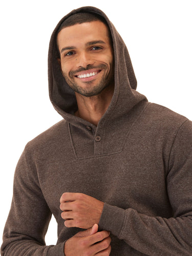 Kieran Triblend Fleece Henley Hoodie Mens Tops Tshirt Long Henley Threads 4 Thought
