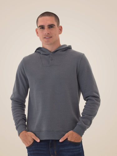 Kieran Triblend Fleece Henley Hoodie Mens Outerwear Sweatshirt Threads 4 Thought