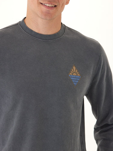 Mineral Wash Diamond Horizon Graphic Fleece Crewneck Threads 4 Thought