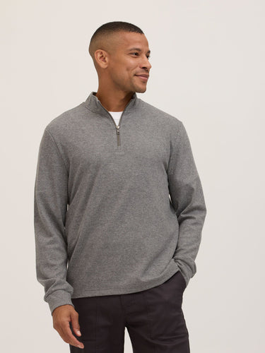 Kace Brushed Jacquard Quarter Zip Mock Neck Mens Outerwear Sweatshirt Threads 4 Thought