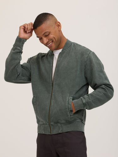 Walter Mineral Wash Heavy Terry Bomber Jacket Mens Outerwear Sweatshirt Threads 4 Thought