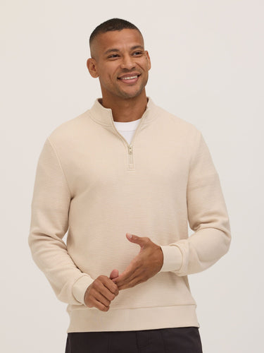 Dan Waffle Knit Quarter Zip Mens Outerwear Sweatshirt Threads 4 Thought