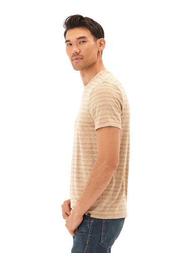 Stripe Triblend Jersey Crew Tee Mens Tops Tshirt Short Threads 4 Thought