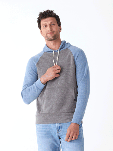 Triblend Fleece Colorblock Raglan Hoodie Mens Outerwear Sweatshirt Threads 4 Thought
