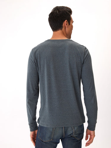 Long Sleeve Triblend 2-Button Henley Mens Tops Tshirt Long Threads 4 Thought