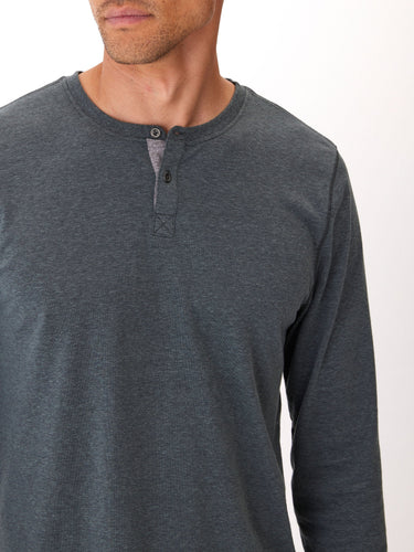 Long Sleeve Triblend 2-Button Henley Mens Tops Tshirt Long Threads 4 Thought