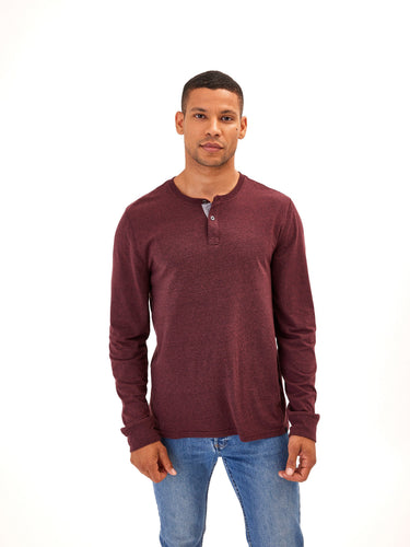 Long Sleeve Triblend 2-Button Henley Mens Tops Tshirt Long Threads 4 Thought