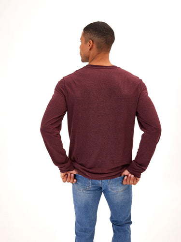 Long Sleeve Triblend 2-Button Henley Mens Tops Tshirt Long Threads 4 Thought