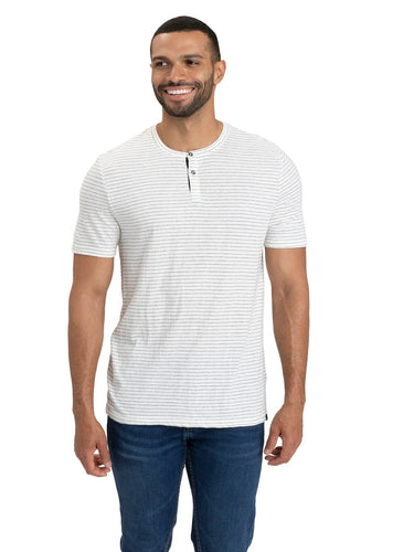 Stripe Triblend Jersey Short Sleeve Henley Mens Tops Tshirt Short Threads 4 Thought