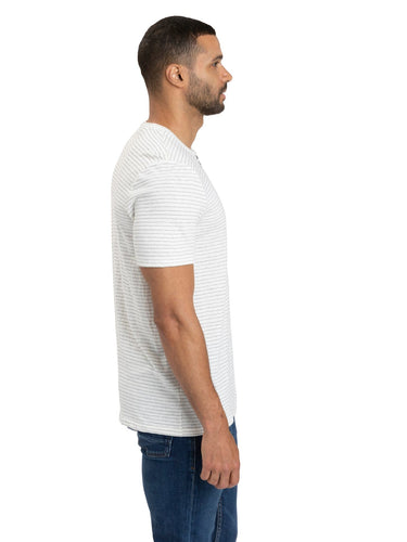 Stripe Triblend Jersey Short Sleeve Henley Mens Tops Tshirt Short Threads 4 Thought
