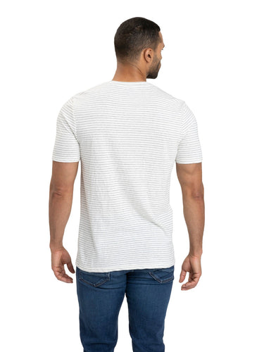 Stripe Triblend Jersey Short Sleeve Henley Mens Tops Tshirt Short Threads 4 Thought
