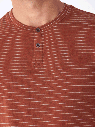 Stripe Triblend Jersey Short Sleeve Henley Mens Tops Tshirt Short Threads 4 Thought