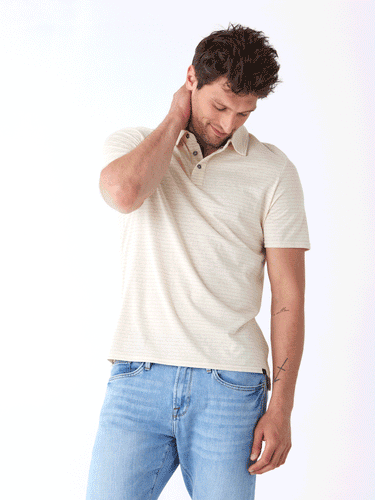 Stripe Triblend Jersey Polo Mens Tops Tshirt Short Threads 4 Thought