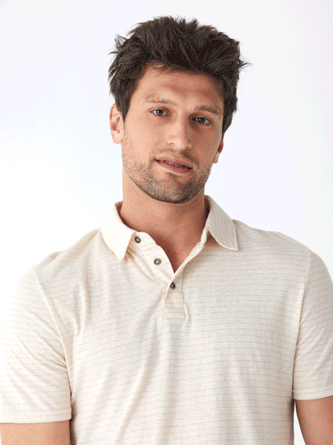 Stripe Triblend Jersey Polo Mens Tops Tshirt Short Threads 4 Thought
