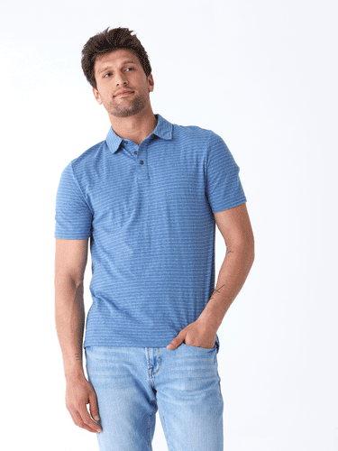 Stripe Triblend Jersey Polo Mens Tops Tshirt Short Threads 4 Thought