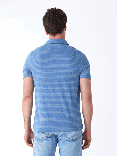 Stripe Triblend Jersey Polo Mens Tops Tshirt Short Threads 4 Thought