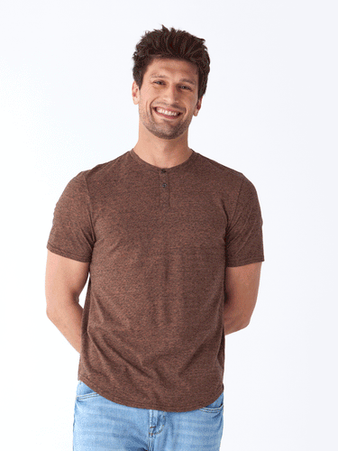 Black Fleck Triblend Henley Mens Tops Tshirt Short Threads 4 Thought
