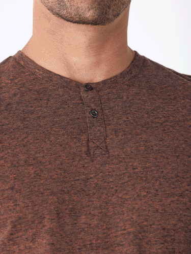 Black Fleck Triblend Henley Mens Tops Tshirt Short Threads 4 Thought