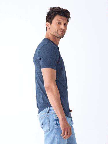 Black Fleck Triblend Henley Mens Tops Tshirt Short Threads 4 Thought