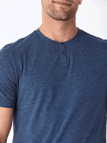 Black Fleck Triblend Henley Mens Tops Tshirt Short Threads 4 Thought