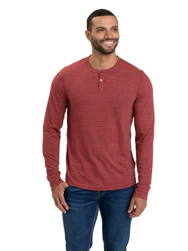 Stripe Triblend Long Sleeve Henley Mens Tops Tshirt Long Threads 4 Thought