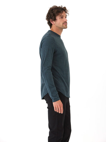 Black Fleck Triblend Long Sleeve Crew Mens Tops Tshirt Long Threads 4 Thought