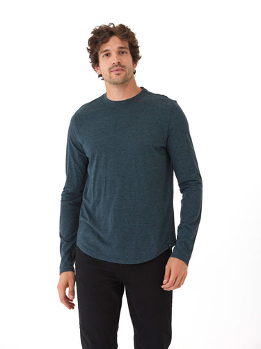 Black Fleck Triblend Long Sleeve Crew Mens Tops Tshirt Long Threads 4 Thought