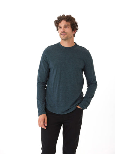 Black Fleck Triblend Long Sleeve Crew Mens Tops Tshirt Long Threads 4 Thought