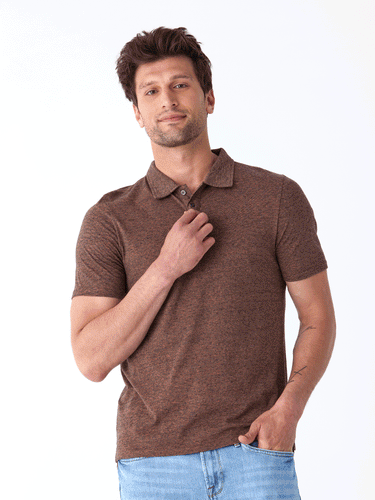 Black Fleck Triblend Jersey Polo Mens Tops Tshirt Short Threads 4 Thought