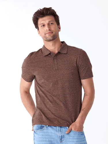 Black Fleck Triblend Jersey Polo Mens Tops Tshirt Short Threads 4 Thought