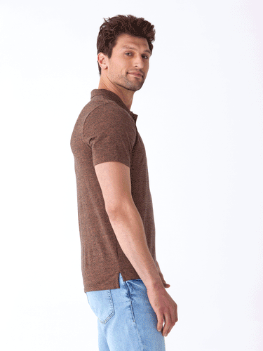 Black Fleck Triblend Jersey Polo Mens Tops Tshirt Short Threads 4 Thought