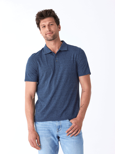 Black Fleck Triblend Jersey Polo Mens Tops Tshirt Short Threads 4 Thought