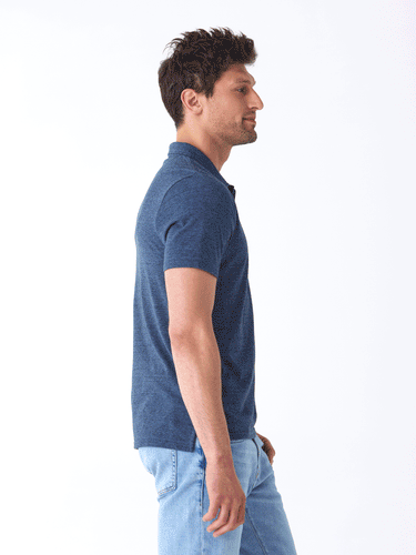 Black Fleck Triblend Jersey Polo Mens Tops Tshirt Short Threads 4 Thought