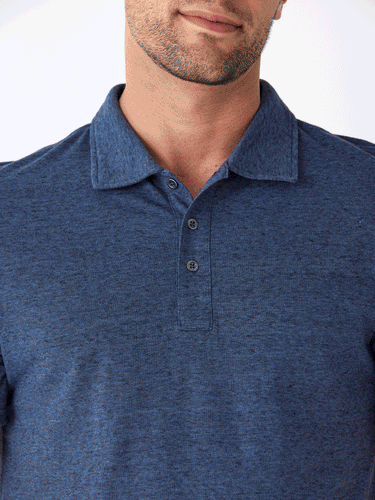Black Fleck Triblend Jersey Polo Mens Tops Tshirt Short Threads 4 Thought